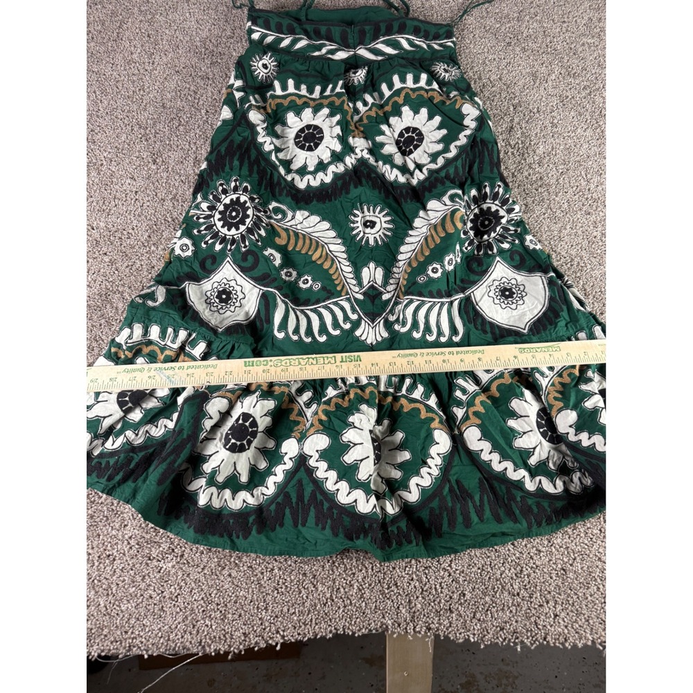 Sea New York Green Embroidered Floral Midi Skirt Boho Tiered Ruffle Women Size S - Picture 6 of 9